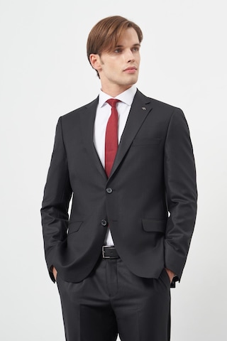 İmza Siyah Düz Gabardin Mono Yaka Tam Astar Çift Yırtmaç 2 Düğme 6 Drop Comfort Fit Classic Takım Elbise 1001245171 Siyah