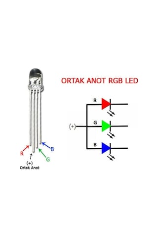 Rgb Led Ortak Anot 5 Adet 5mm Arduino Uyumlu