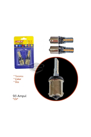 Carub Düz-çakarlı Park Stop Sinyal Ampulü Tek Duy 12 Led Fren Lambası 12v 93 Turuncu 00 Şüscaroto Aksesuar