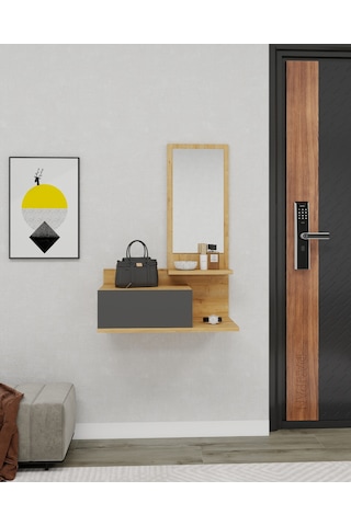 Arnetti Rozella Aynalı Duvara Monte Dresuar Antrasit Safirmeşe Antrasit - Safirmeşe