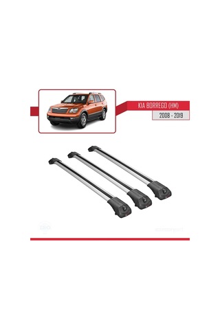 Kia Borrego Hm 2008-2019 Arası İle Uyumlu Ace-1 Ara Atkı Tavan Barı Gri 3 Adet Bar