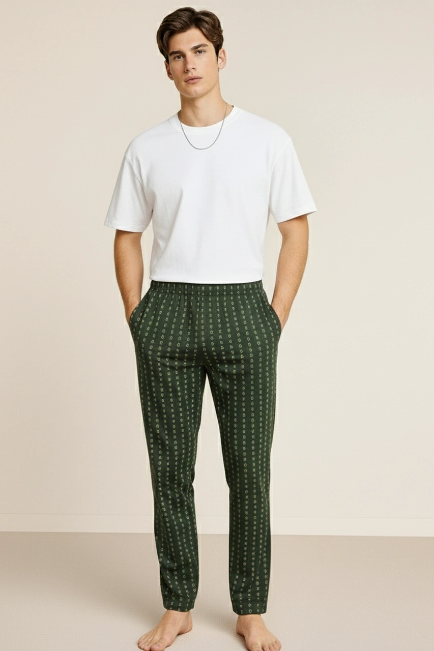 Erkek %100 Pamuk Cepli Ekose Pijama Altı Desen 11 040 Desen 11