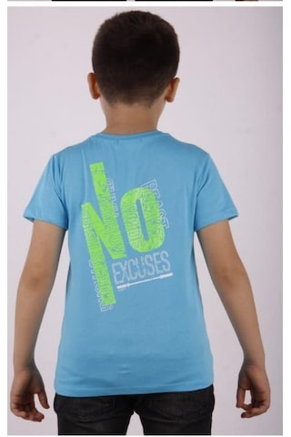 Toontoy Erkek Çocuk Excuses Baskılı Cepli Tişört Turkuaz
