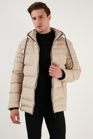 Buratti Su Itici Slim Fit Soğuğa Ve Rüzgara Dayanıklı Kapüşonlu Şişme Erkek Mont 649005 Taş