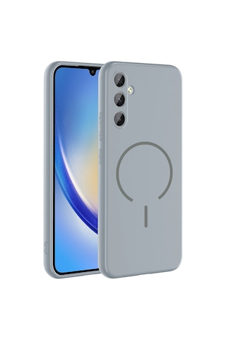 Samsung Uyumlu Galaxy A34 Kılıf Magsafe Destekli Kamera Korumalı Yumuşak Silikon Ata Pro Tech Lacivert