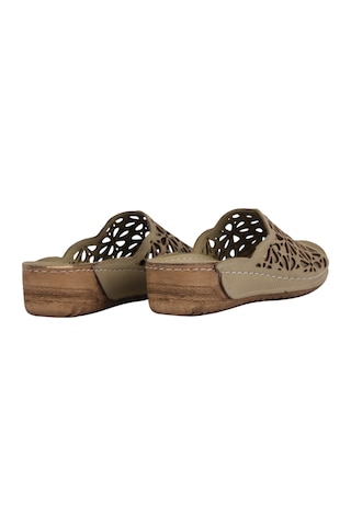 Napa Shoes Rahat Kalıp Lazer Detaylı Hakiki Deri Kadın Dolgu Topuk Terlik Napa-226l 164