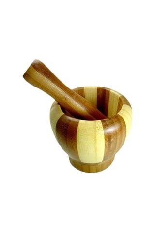 Hubrendy Çer Bambu Havan Ahşap Büyük