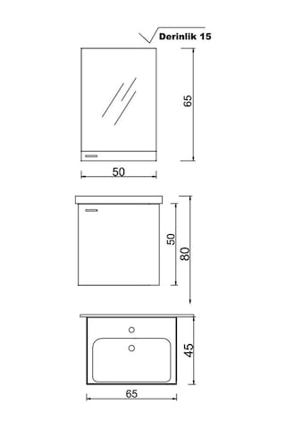 Denko Terra 65 Cm Mdf Beyaz Banyo Dolabı Takımı Beyaz