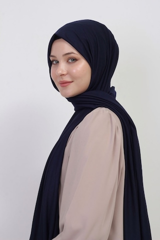 Manolyaşal İslamic Hijab Tesettür Penye Şal - 70 X 180 / Lacivert Lacivert