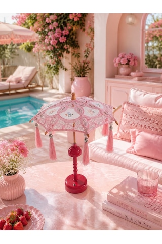Missidea Vintage Soft Pink Bohem Dekoratif Şemsiye Lambası