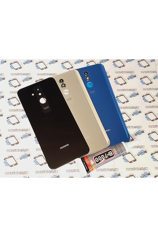 Tkgz - Mate 20 Lite Arka Pil Batarya Kapağı (Cam Kamera Lensi) (275885748) Mavi