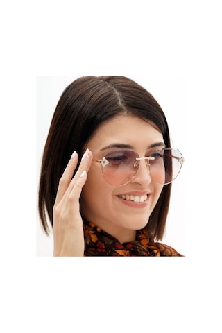 Lily Mavi Pembe Kristal Kadın Güneş Gözlüğü Çerçevesiz