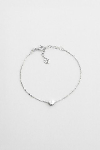 Little Love 18 Ayar Beyaz Altın Kaplama 19 Cm Gümüş Bileklik Rodyum