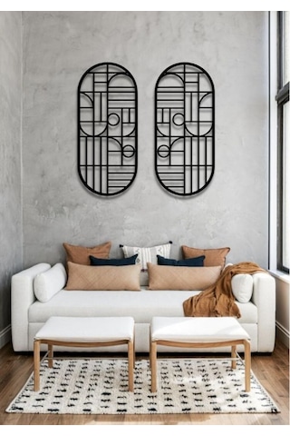 Modern Stil 2 Li Metal Duvar Dekoru Seti 75x36