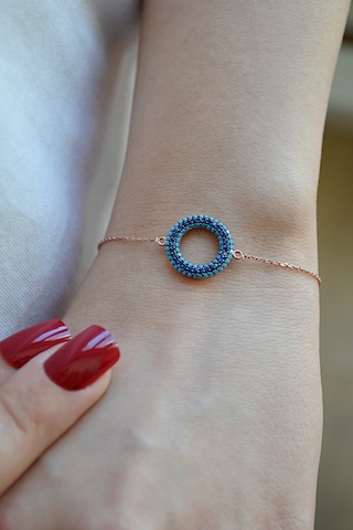 925 Ayar Gümüş Zirkon Taşlı Renk Halkası Bileklik - B031801 Rose Gold