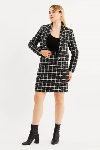 Myline Astarlı Blazer Tüvit Ceket Siyah
