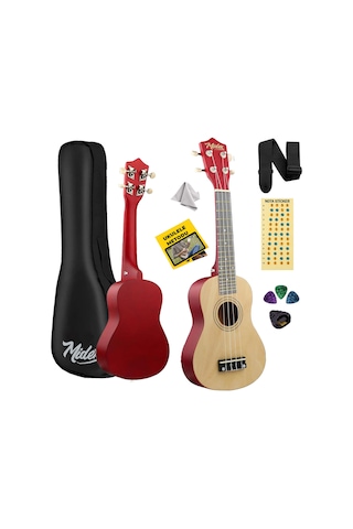 Midex UKX-233NT Naturel Concert Ukulele (Askı Çanta Metod Pena)