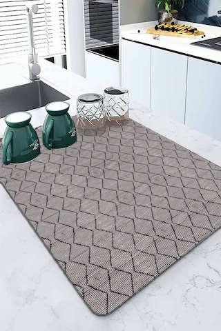 Gri Düz Microfiber Bulaşık Kurutma Kurulama Matı Mm001