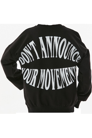 İrem Kız Çocuk /erkek Çocuk Don't Anounce Çift Taraf Yazı Desenli Siyah Renk Oversize Sweatshirt
