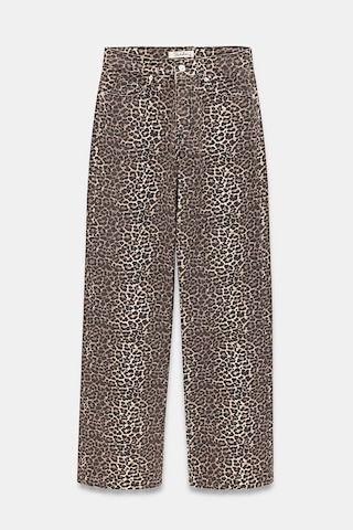 Sââde Kadın Leopar Desenli Yüksek Bel Wide Leg Jean Pantolon - Wild Look Siyah