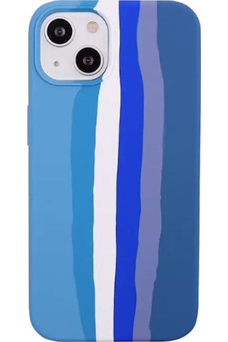 Smcase iPhone 14 Kılıf Gökkuşağı Desenli Lansman Silikon