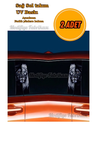 Araç Kapı Direği Kaplama Folyosu Uv Baskılı 2'li Set-aslan Desn