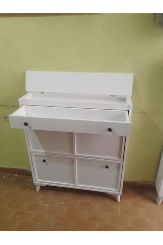 Düşer Kapak Ayakkabılık Beyaz