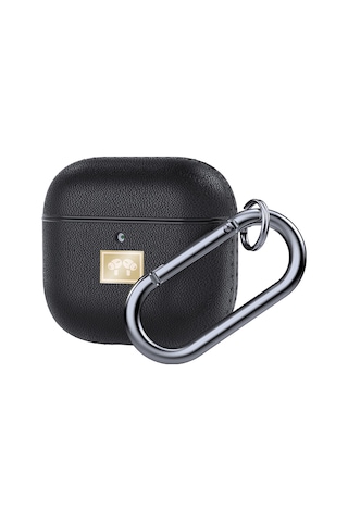 Airpods 4 Uyumlu Kılıf Deri Görünümlü Askı Aparatlı Wlons Kulaklık Kılıfı Siyah