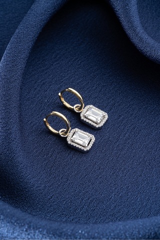 Çekirdekjewelry 925 Ayar Gümüş Baget Taşlı Küpe Çok Renkli