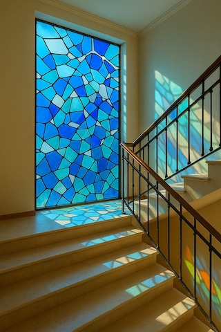 Vitray Desen Yapışkanlı Şeffaf Folyo 67cmx 2 Metre Açık Mavi