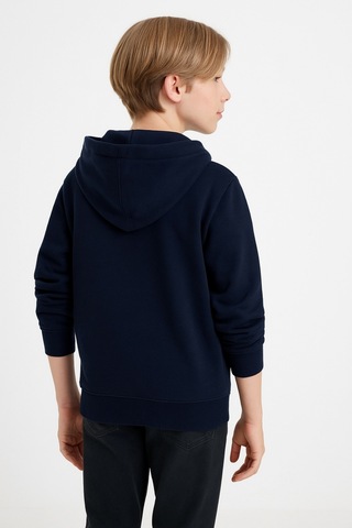 Giyicem Erkek Çocuk Basic Fermuarlı Kapüşonlu Okul Sweatshırt G2025-3-1 Lacivert