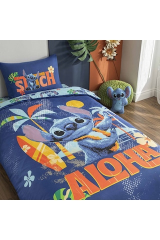 Taç Lisanslı Disney Stitch Aloha Tek Kişilik Pamuk Nevresim Takımı 100 000000001000051242 Çok Renkli