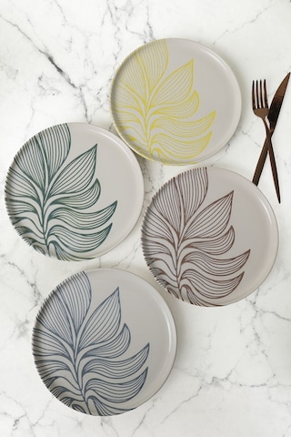 Keramika Leaf Harmony Nordıc Pasta Tabağı 22 Cm 4 Adet / 22974-77 Çok Renkli