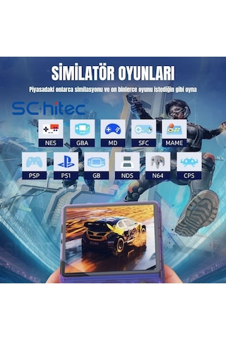 Schitec Retro Arcade R40s Pro Taşınabilir El Atari Konsolu 30.000 Oyunlu 98gb Kırmızı