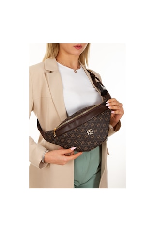 Newish Polo Kadın Desenli Çapraz Omuz Askılı Bel Ve Omuz Çantası - New345 Kahverengi