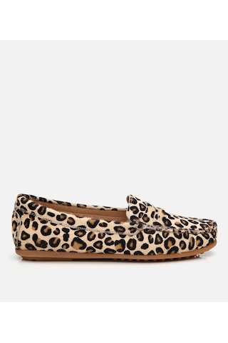 Hotiç Kadın Deri Siyah Leopar Desenli Günlük Loafer 01ayh303610a133 Çok Renkli