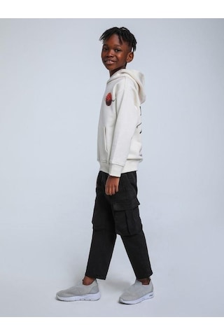 Jack Lions Erkek Çocuk Kapüşonlu Basketbol Baskılı 3 İplik Sweatshirt-14254 Krem