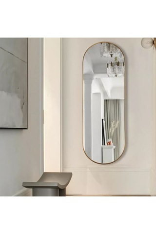 Model Alfa Dekoratif Ayna Boy Aynası Mdf 180cm X 62 Cm Elips Ayna 180 X 60 Gold