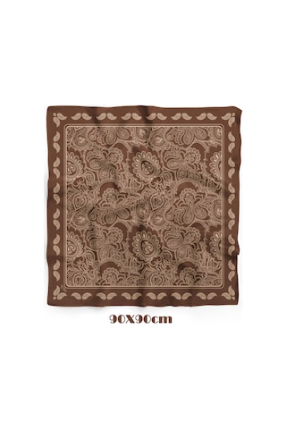 Zerafet Desen 90x90cm Eşarp/fular Kahverengi