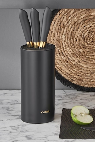 N3295 Bitter Gold Silindir 6 Lı Bıçak Seti Altın - Siyah