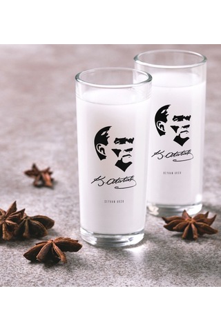 Kişiye Özel Renkli Baskılı Atatürk Temalı İkili Rakı Bardağı Seti-24