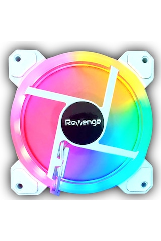 Revenge Beyaz 12cm Sabit Yanan Rainbow Kasa Fanı Molex Bağlantılı Led Bilgisayar Fanı