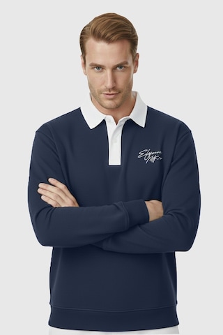 Rizzup Erkek Lacivert Relax Fit İçi Polarlı Polo Yaka Sweatshirt Pamuklu Kalın Sweatshirt 2600762