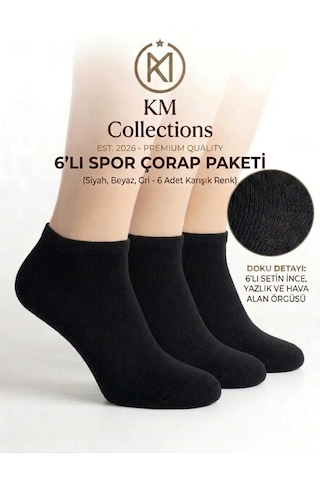Km Collections 6'lı Ekonomik Paket Pamuklu Kısa Çorap Kadın&erkek Beyaz
