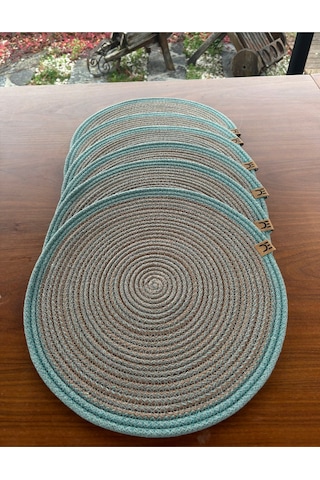 6 Lı Yuvarlak Supla Takımı Kolay Temizlenebilir, Modern Sofralar İçin Yeşil - Kahverengi