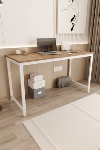 Çalışma Masası Bilgisayar Ofis Masası 60 x 140 CM Ahşap - Beyaz