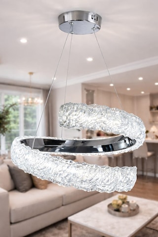 Kumandalı 3 Renk Modern Sarkıt Led Avize Krom