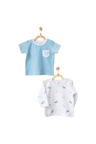 Andywawa Erkek Bebek Balina Motifli 2li Tişört Takımı Ac21561r 001