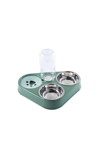 Techtic 3in1 Kedi Köpek Mama Su Kabı Paslanmaz Çelik Mama Kabı