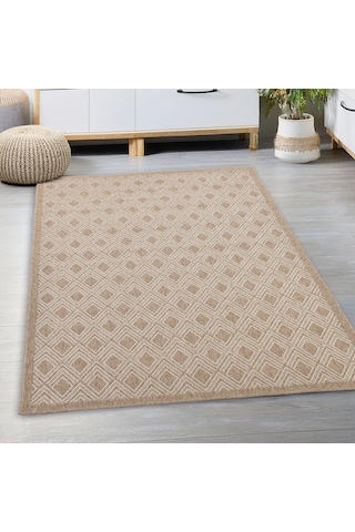 Avanos Modern Sisal Jüt Toz Vermez Balkon Bahçe Mutfak Dokuma Halı Kilim Bej
